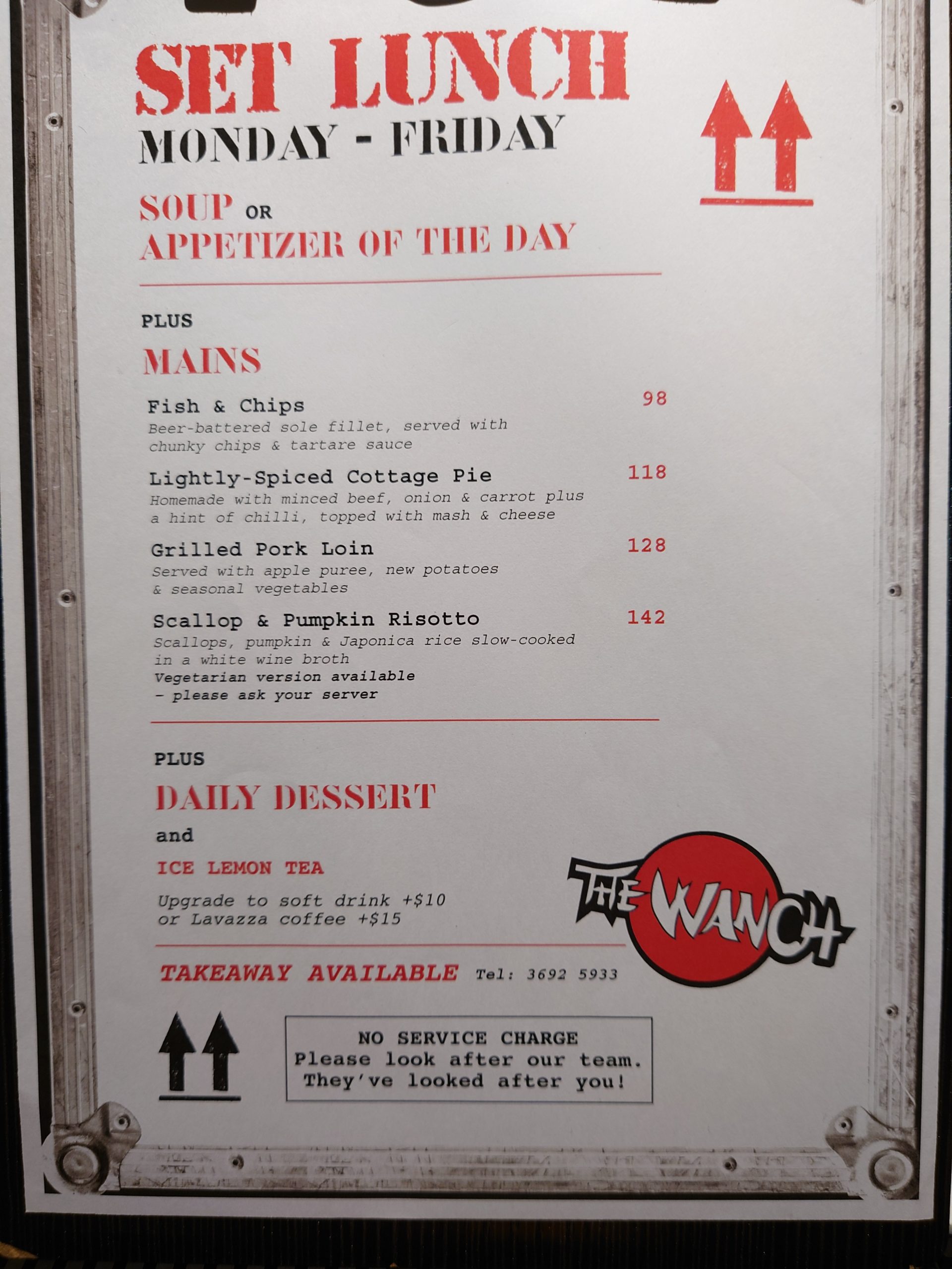 Set Lunch Specials at The Wanch Sept 25th thru 29th 11:30am till 3pm