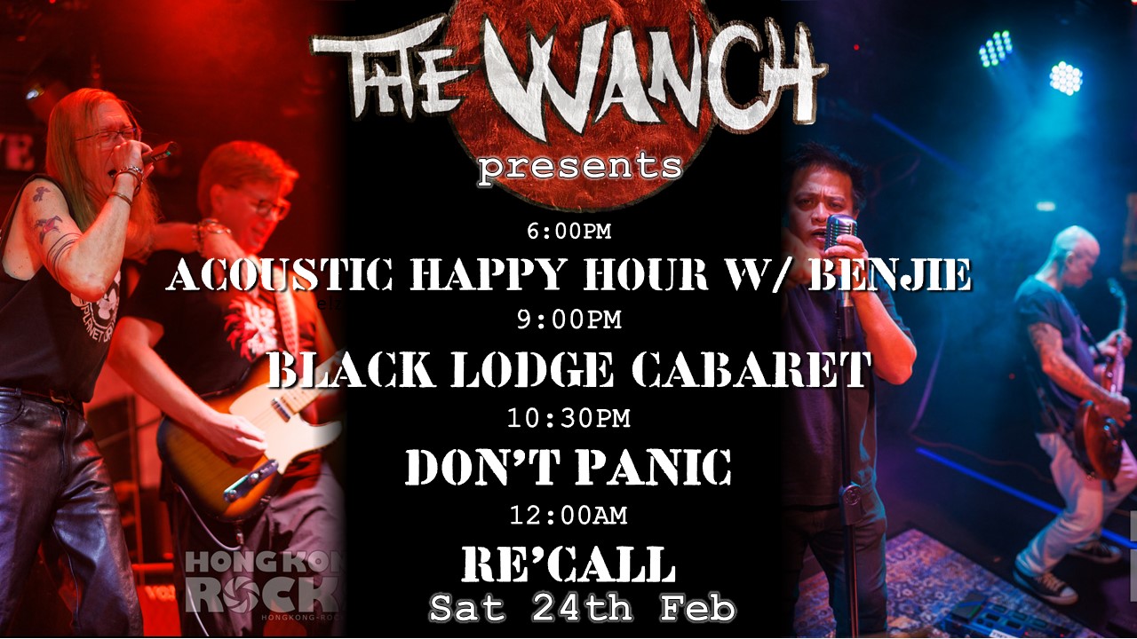 6pm Acoustic Happy Hour Features Benjie 8pm Greg Thomas 9pm Black Lodge Cabaret 10:30pm Don’t Panic 12am RE’CALL