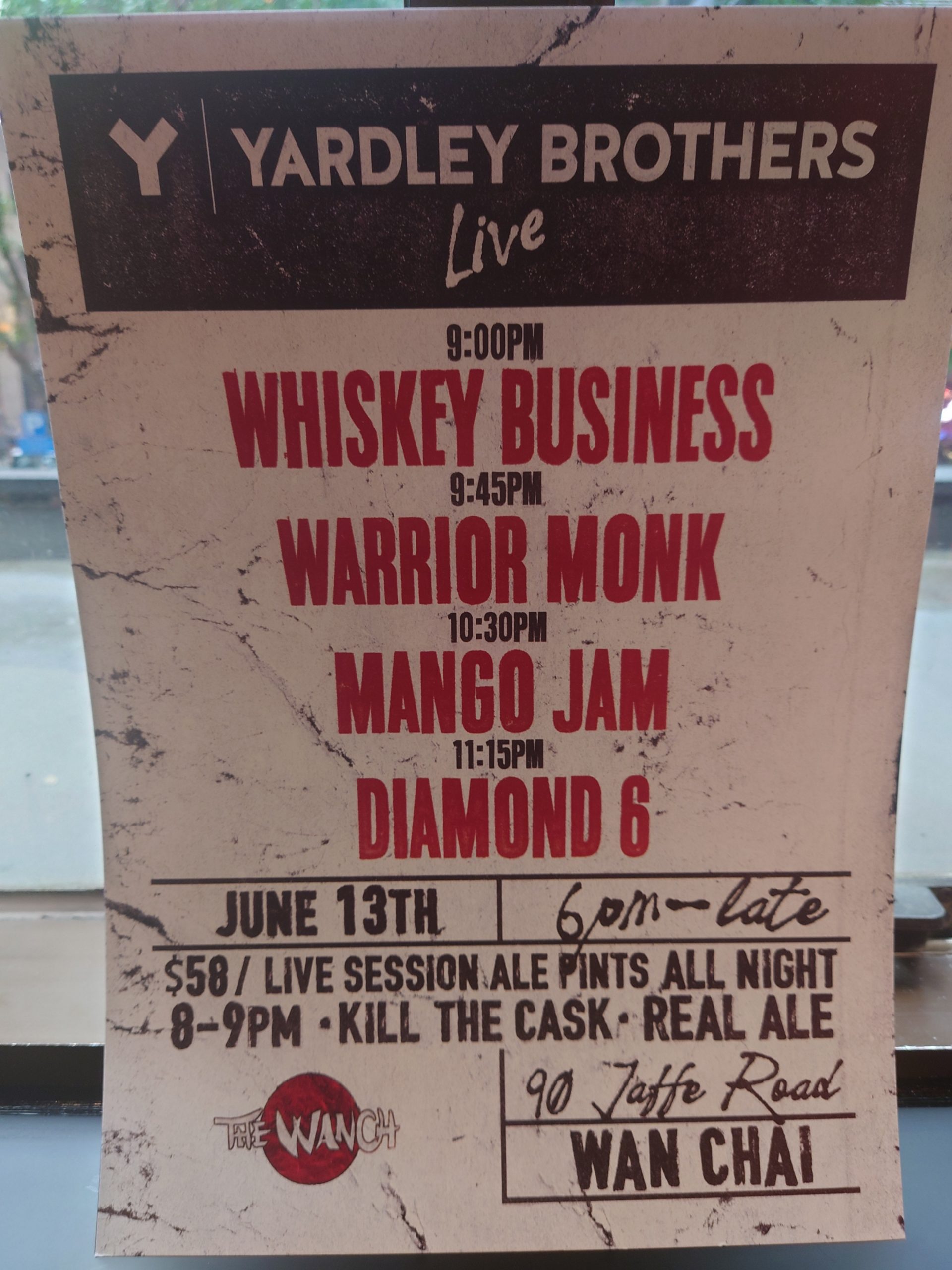 6pm Acoustic Happy Hour Featuring John of RE’CALL 9pm Yardley Brothers Live Showcase Featuring Whiskey Business, Warrior Monk, Mango Jam, & Diamond 6