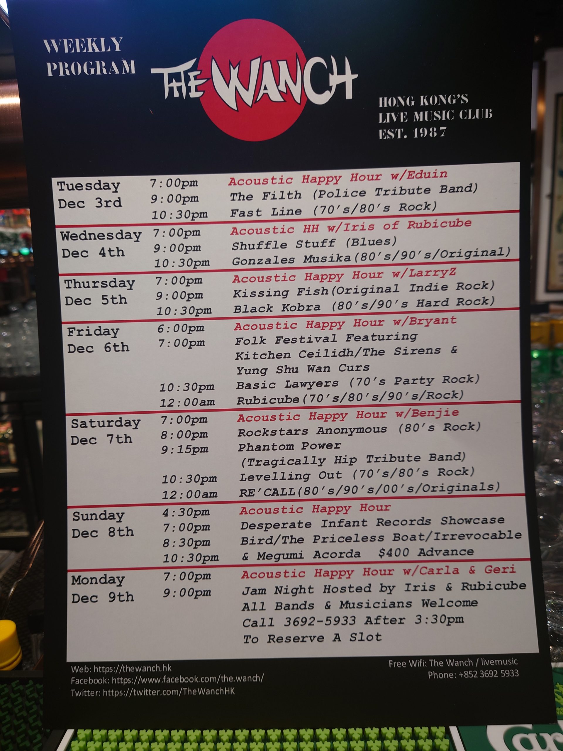 Wanch Show Schedule Dec 3rd thru Dec 9th