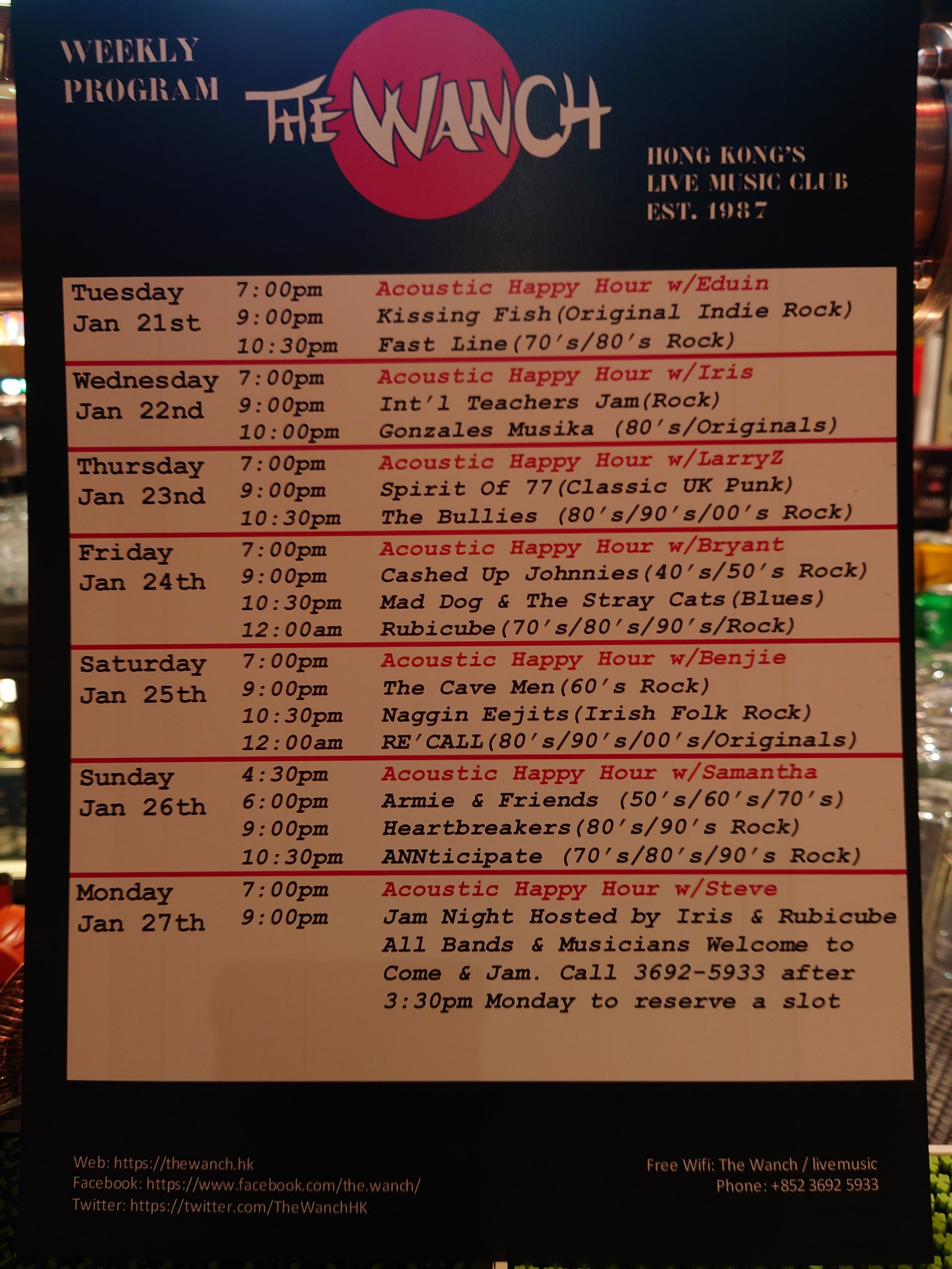 Wanch Show Schedule Jan 21st Thru Jan 27th