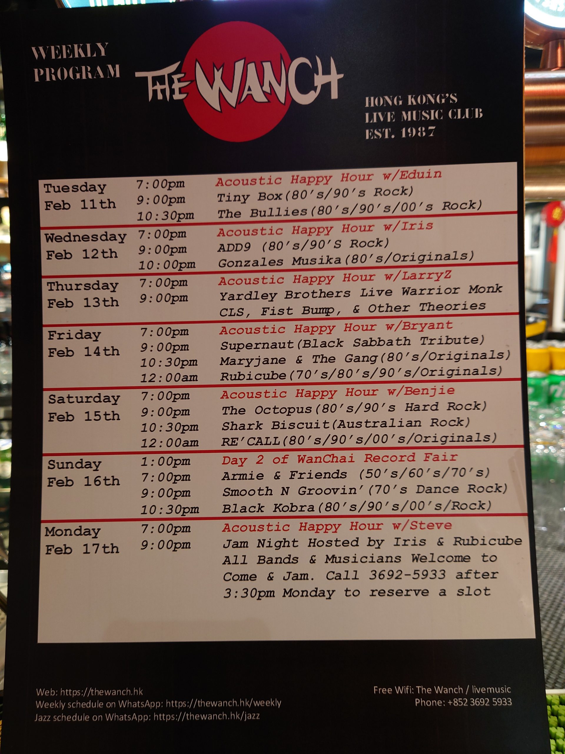 Wanch Show Schedule Feb 11th thru Feb 17th