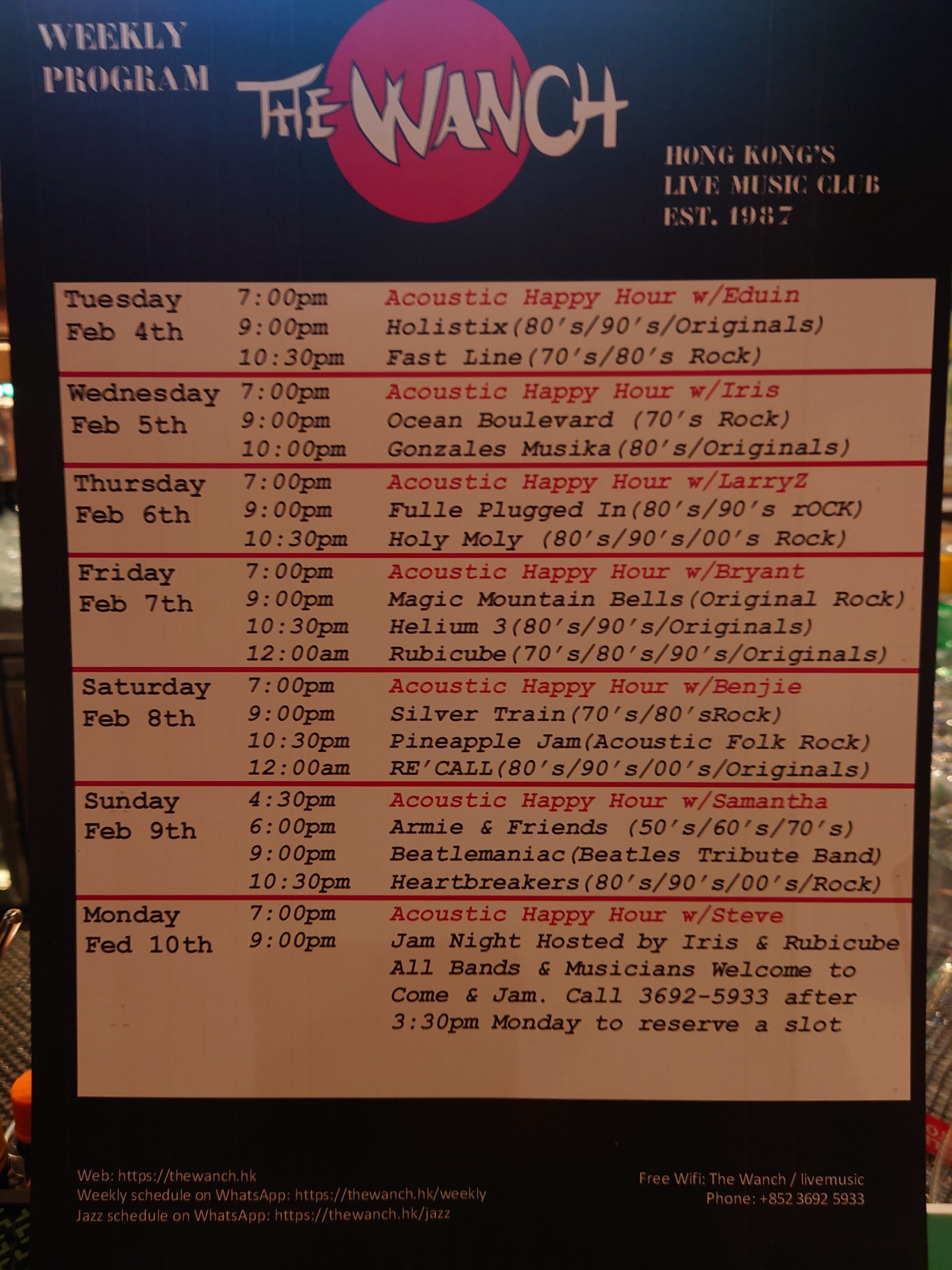 Wanch Show Schedule Feb 4th thru Feb 10th