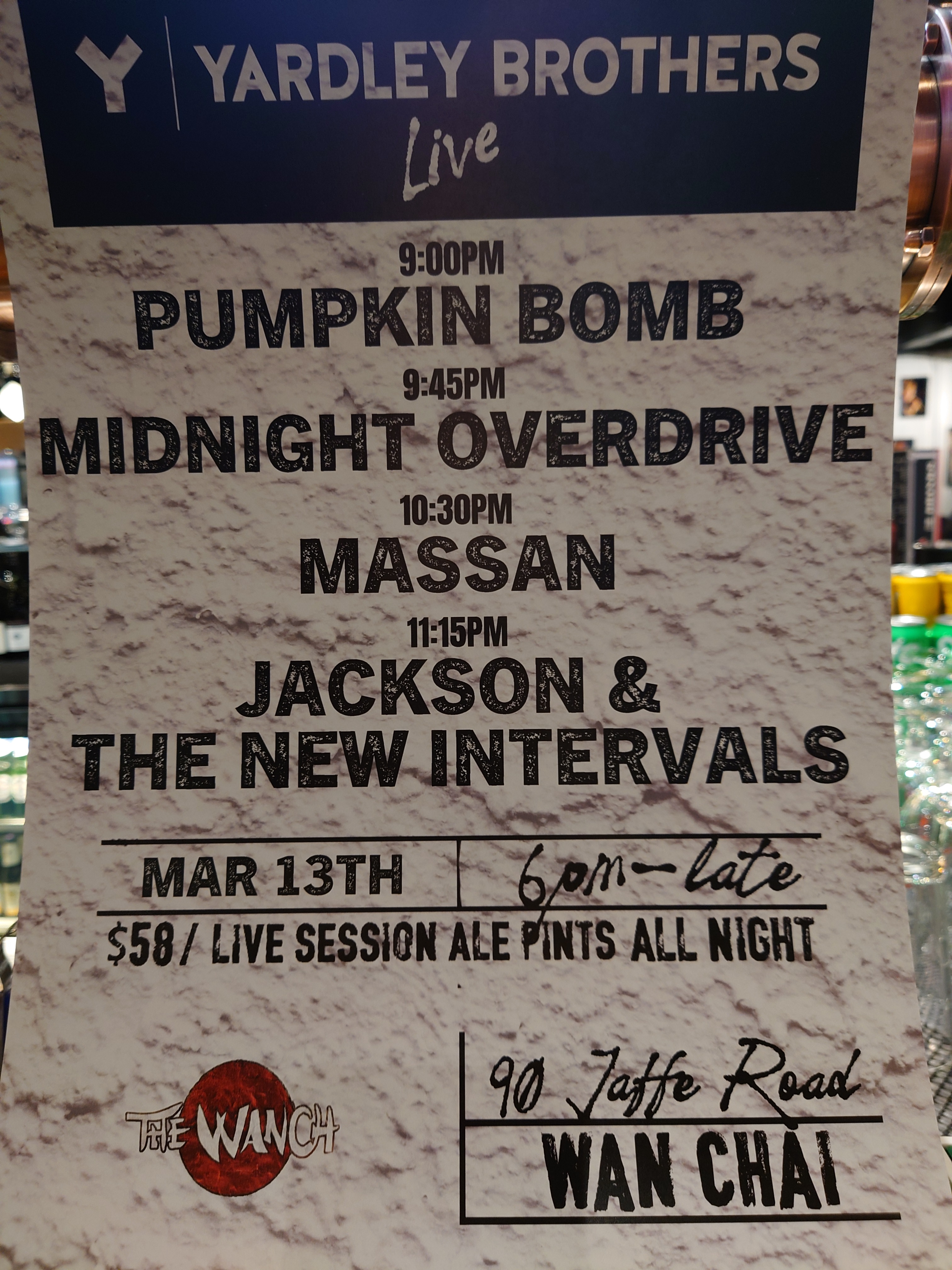 7pm Acoustic Happy Hour Featuring LarryZ 9pm Yardley Brothers Live Featuring Pumpkin Bomb, Midnight Overdrive, Massan, & Jackson & The New Intervals