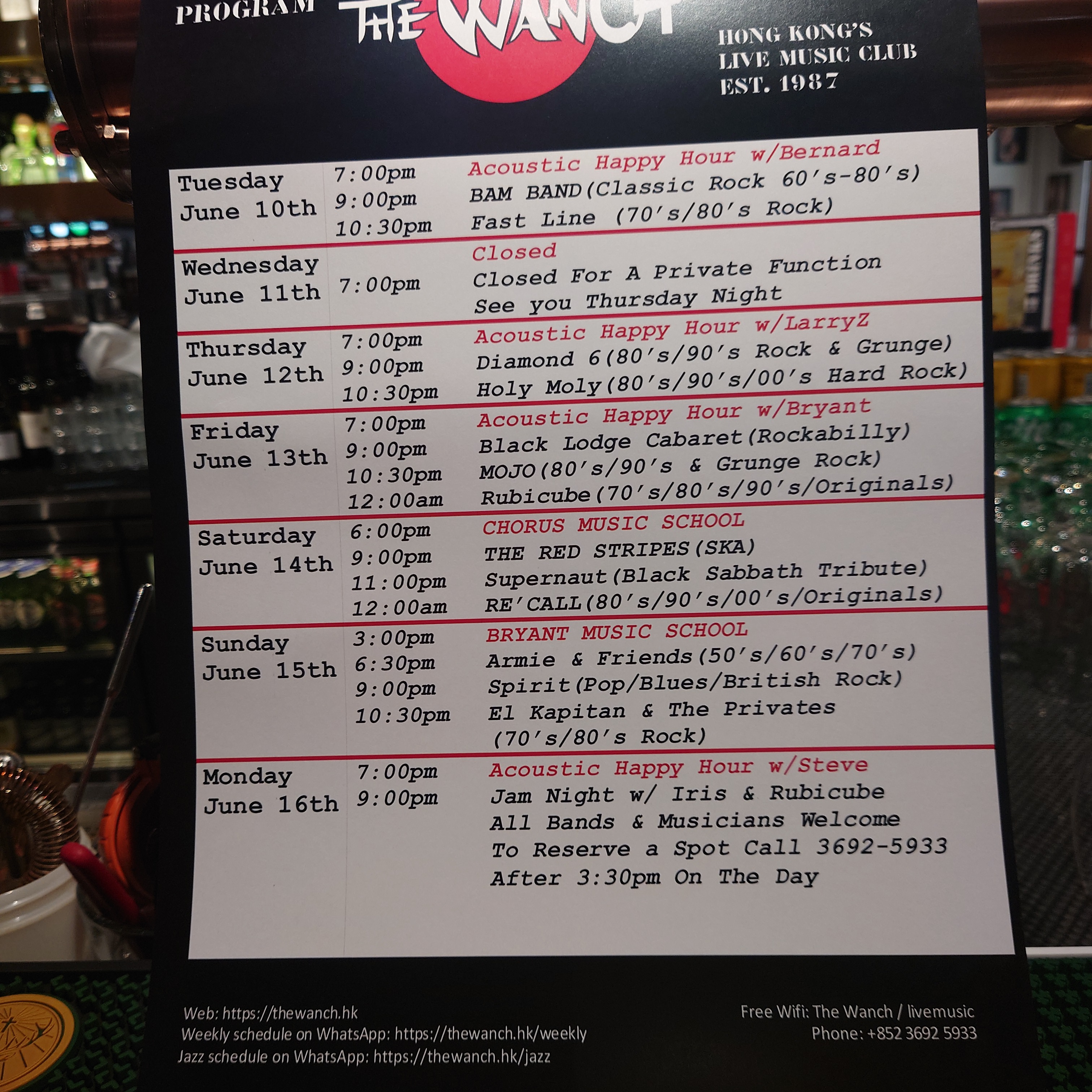 Wanch Show Schedule June 10th thru June 17th