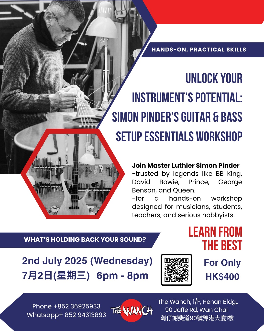 Simon Pinder’s Guitar & Bass Setup Essentials Workshop $400 Tickets thru Ticketflap & Eventbrite