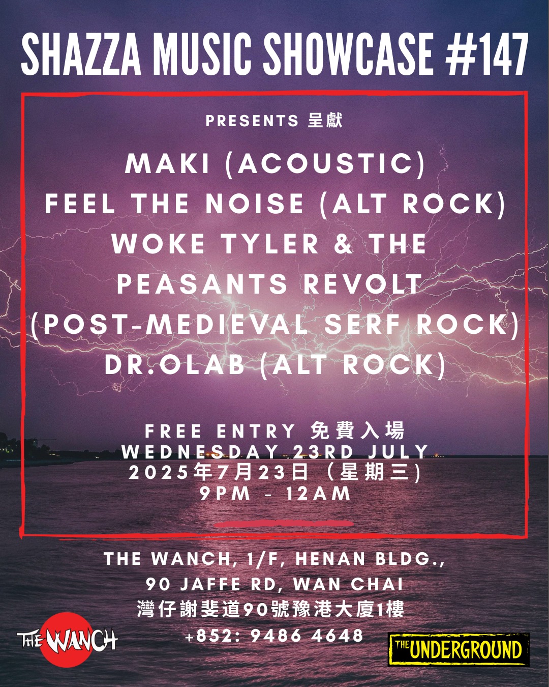 7pm Acoustic Happy Hour featuring Iris 9pm Shazza Music Showcase Featuring Maki, Feel The Noise, Woke Tyler & The Peasants Revolt, & Dr. Olab