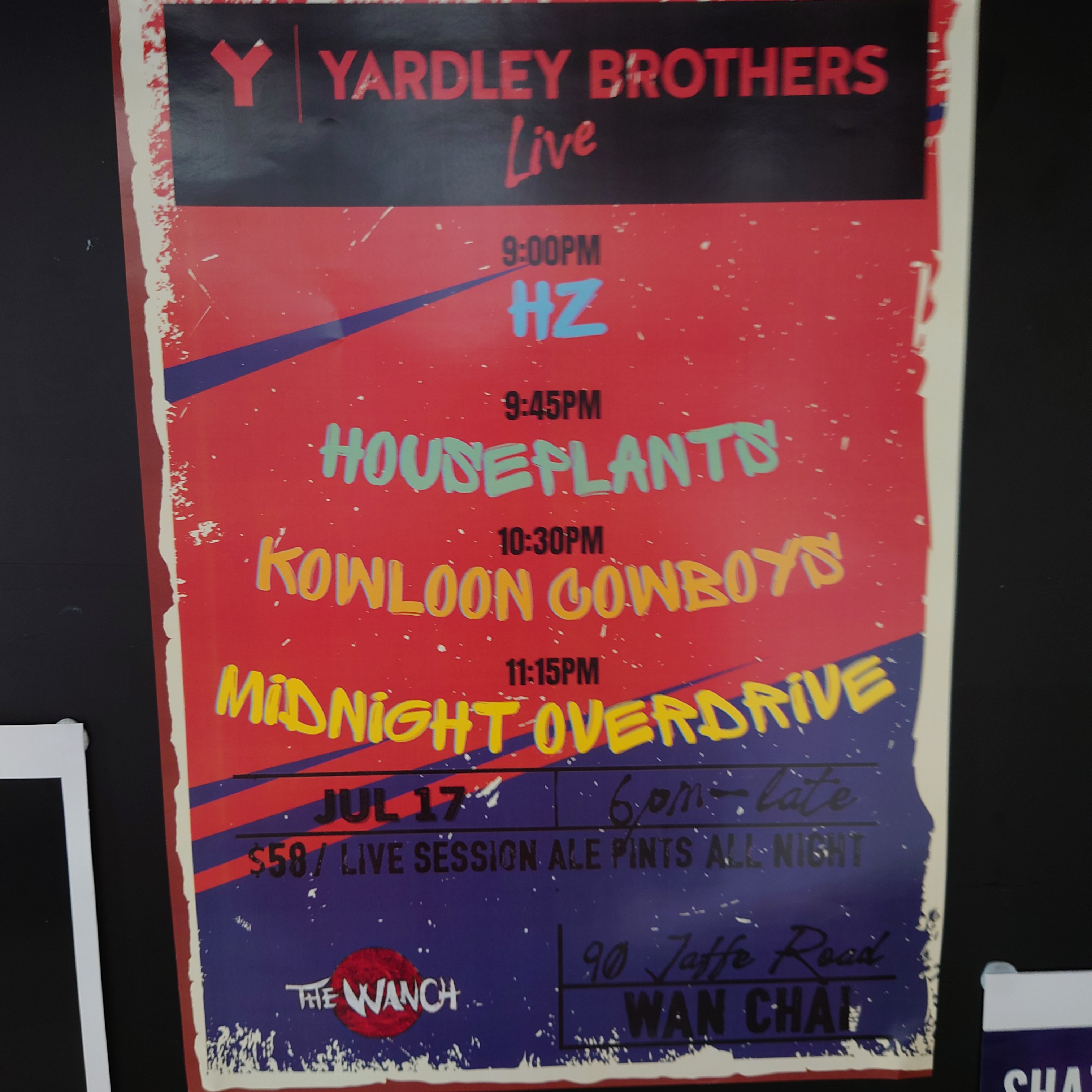 7pm Acoustic Happy Hour Featuring Eduin 9pm Yardley Brothers Live Featuring HZ, Houseplants, Kowloon Cowboys & Midnight Overdrive