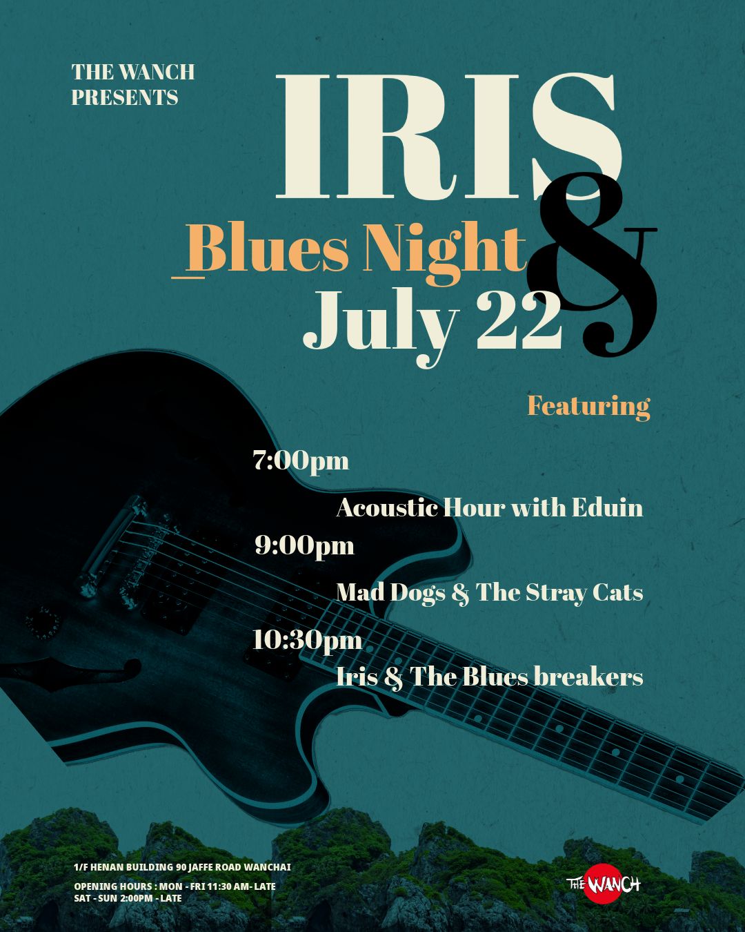 7pm Acoustic Happy Hour Featuring LarryZ 9pm Iris Blues Night with Special Guest Mad Dog & The Stray Cats 10:30pm Iris & The Bluesbreakers