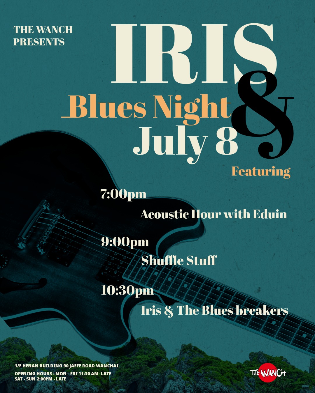 7pm Acoustic Happy Hour Featuring Bernard 9pm Iris Blues Night w/ Special Guest Shuffle Stuff 10:30pm Iris & The Bluesbreakers