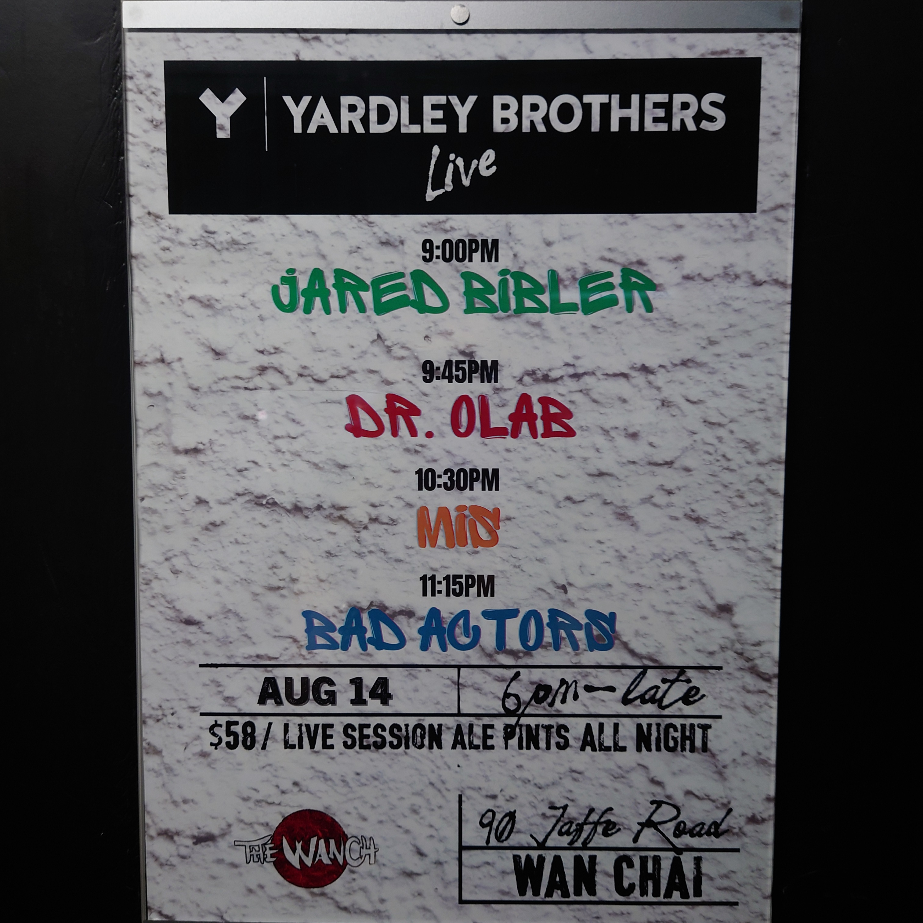 7pm Acoustic Happy Hour Featuring Eduin 9pm Yardley Brothers Live Featuring Jarad Bibler, Dr. Olab, MIS, & Bad Actors