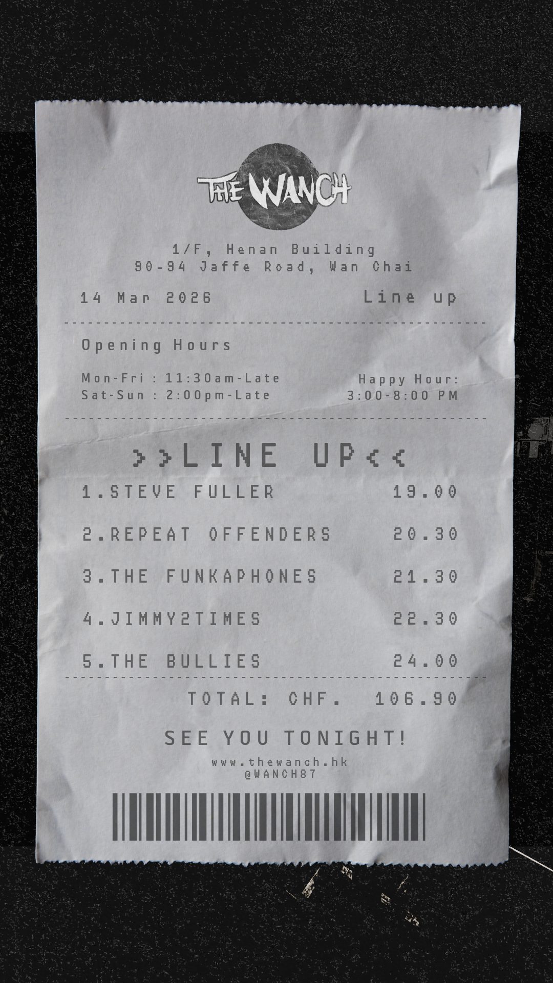 Mar 14th Line up